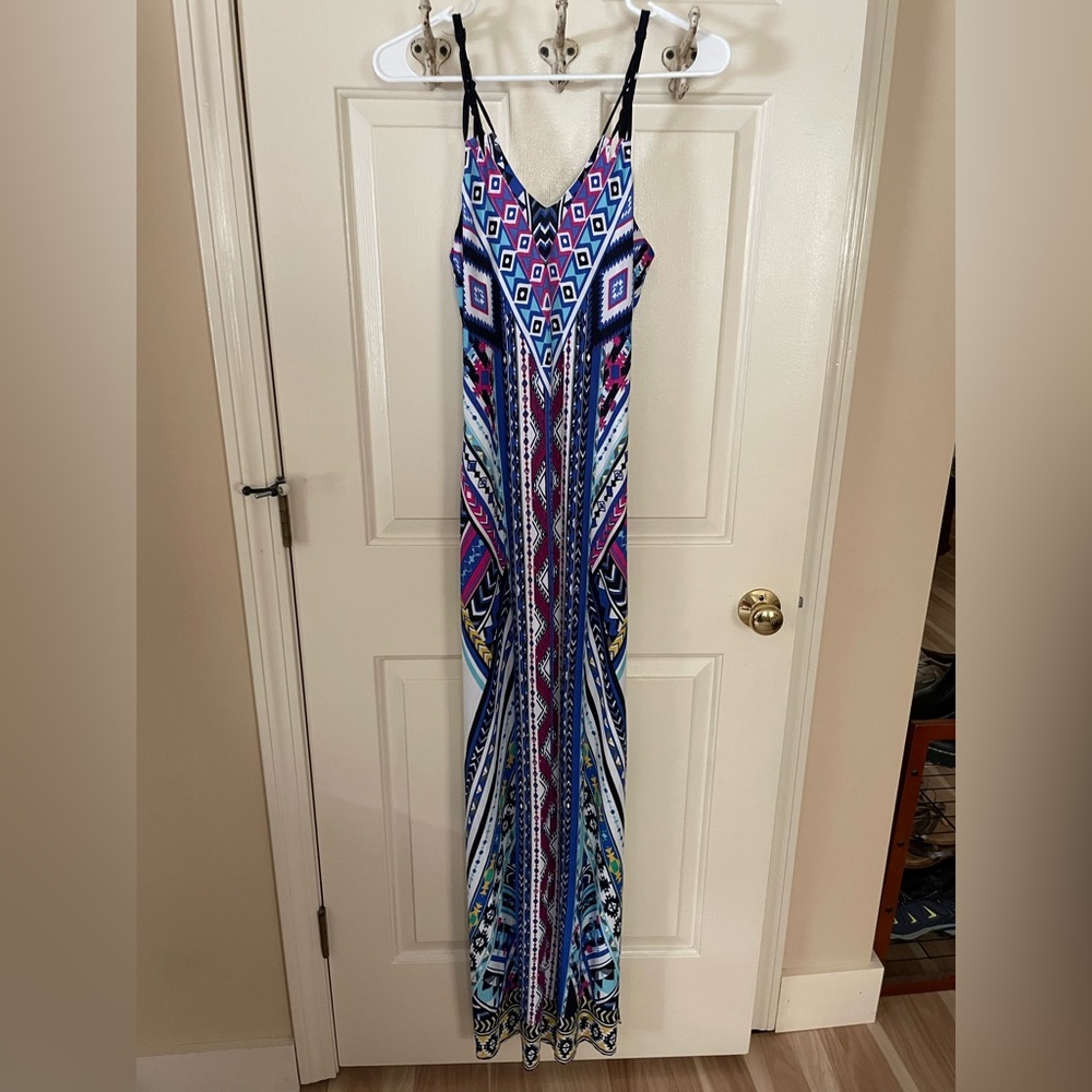 Aztec print Body Con maxi dress